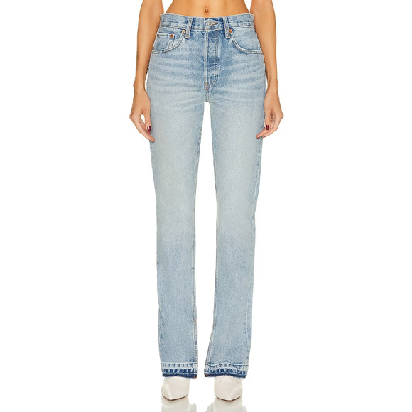 NEW! RE/DONE Size 26 70s High Rise Skinny Boot Cut Opal Indigo Jeans $315 I9-14 - Picture 1 of 10